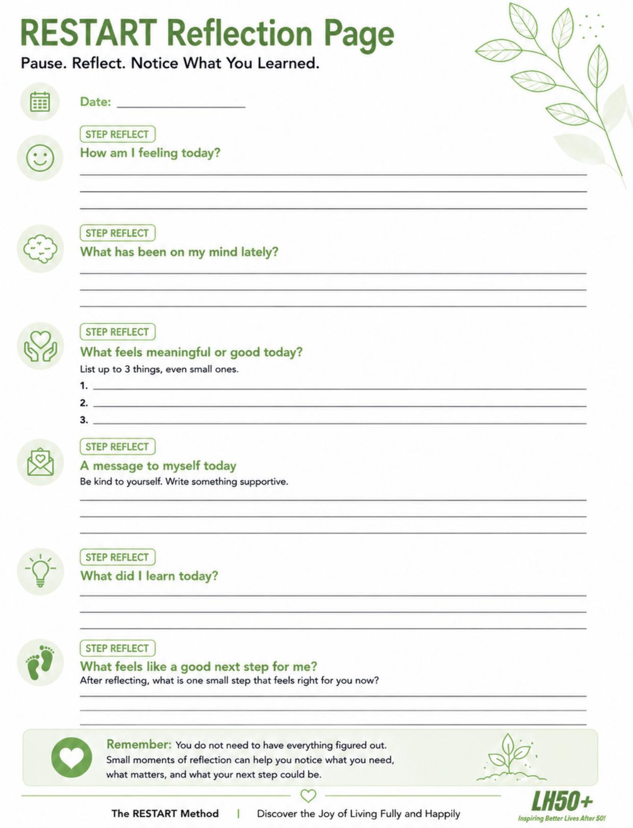 RESTART Reflection Page
